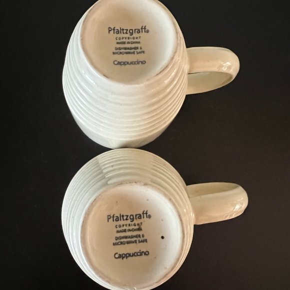 PFALTZGRAFF Cappuccino Pattern  Set of 2 Vintage Mugs Beige Speckled w/ Ribbing - Picture 9 of 12